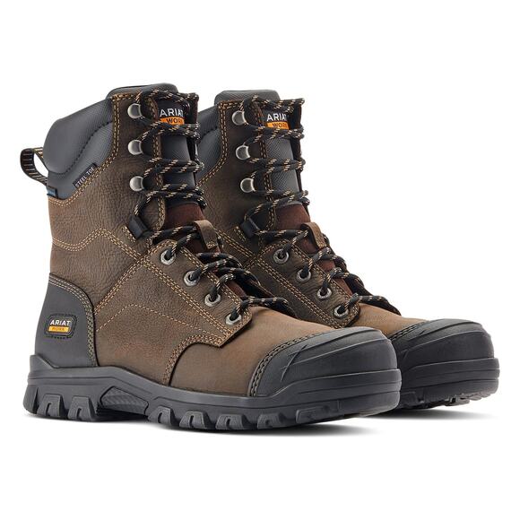 Ariat Men's 10EE Dark Brown Treadfast 8" Waterproof Work Boots Steel Toe LE3-12 - Picture 1 of 9